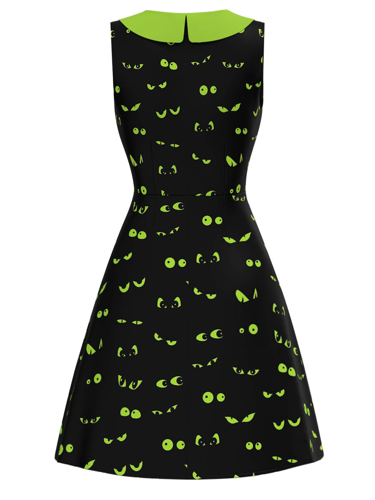 [Prévente] Robe noire avec yeux de démon Halloween années 1960