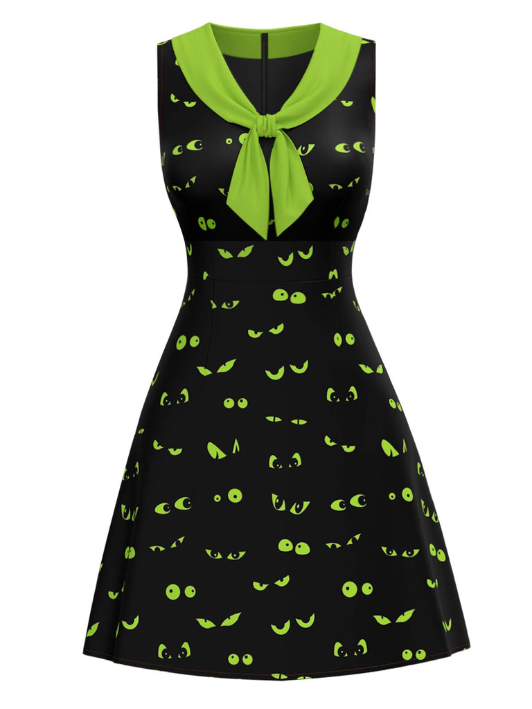 [Prévente] Robe noire avec yeux de démon Halloween années 1960