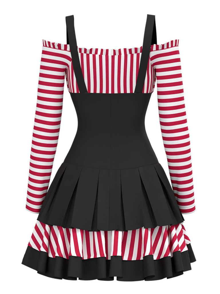 [Prévente] Robe plissée en coton à rayures multicolores style Joker des années 1980