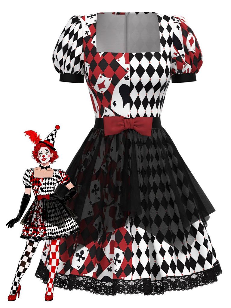 [Prévente] Robe de poker à carreaux rouge et noire années 1980