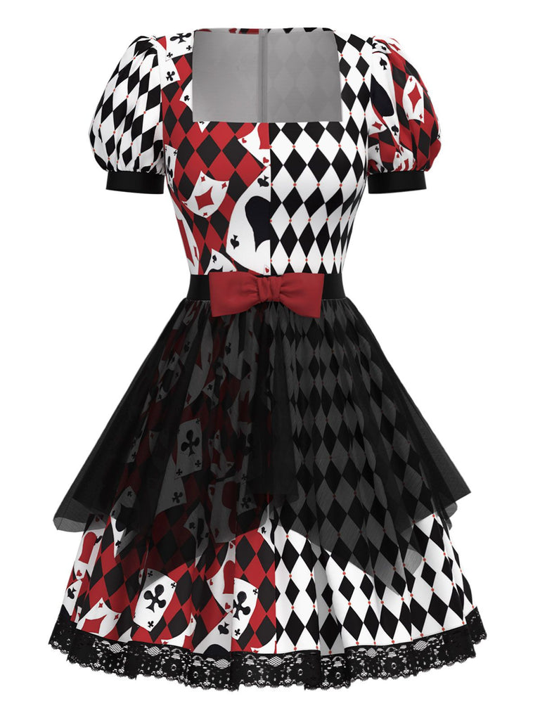 [Prévente] Robe de poker à carreaux rouge et noire années 1980