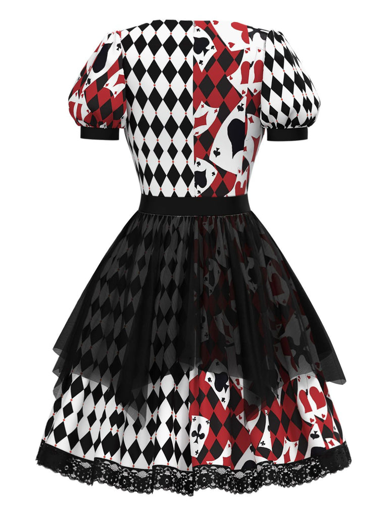 [Prévente] Robe de poker à carreaux rouge et noire années 1980