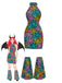 [Prévente] Robe moulante multicolore col rond dos nu toile d'araignée des années 1960