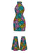 [Prévente] Robe moulante multicolore col rond dos nu toile d'araignée des années 1960