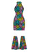 [Prévente] Robe moulante multicolore col rond dos nu toile d'araignée des années 1960
