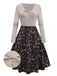 Pré-vente] Robe trapèze motif d'élan de Noël beige en maille torsadée des années 1950
