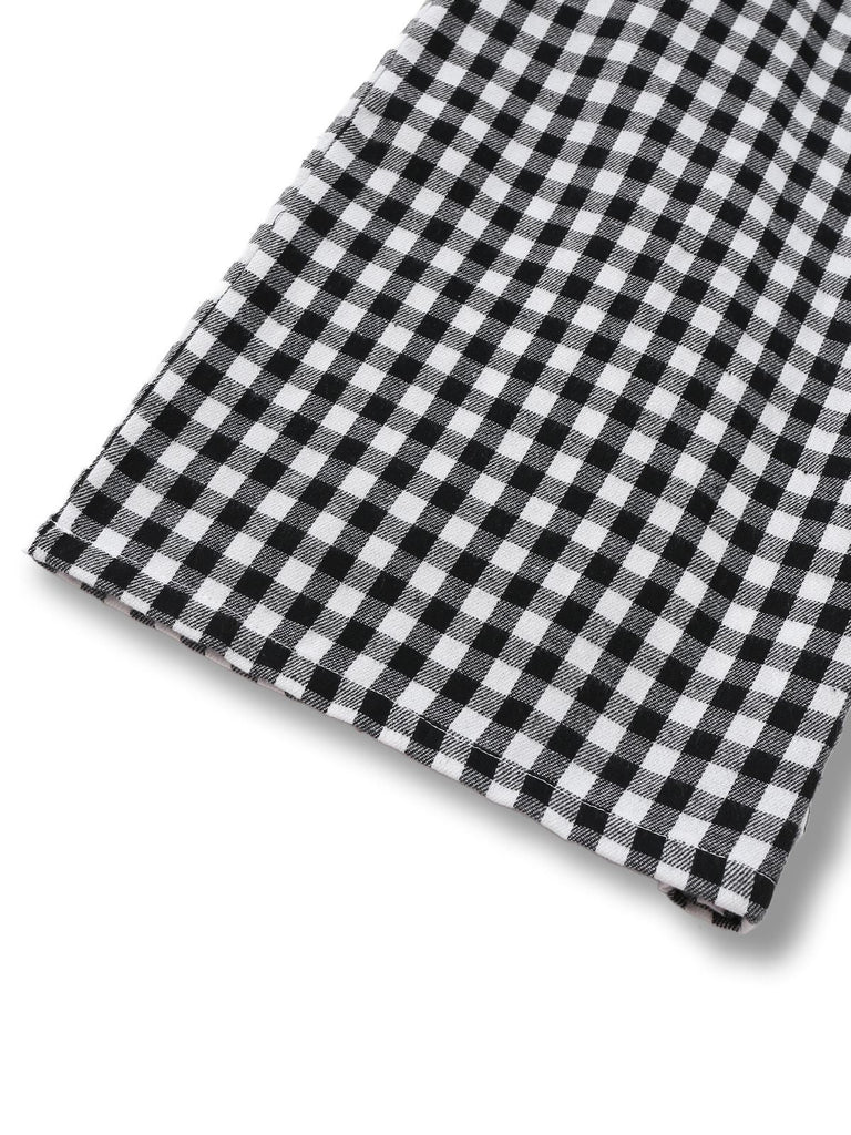 [Prévente] Combinaison à carreaux en coton col à volants et nœud des années 1930