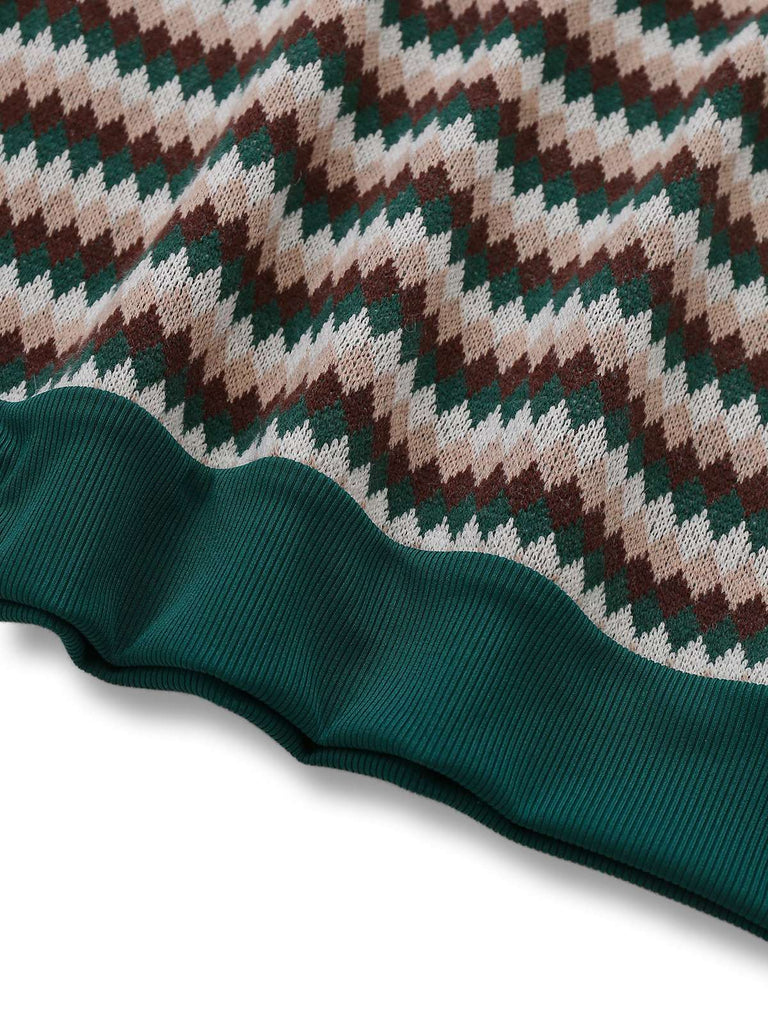 [Pré-vente] 2PCS Chemisier en tricot vert à carreaux et jupe années 1960