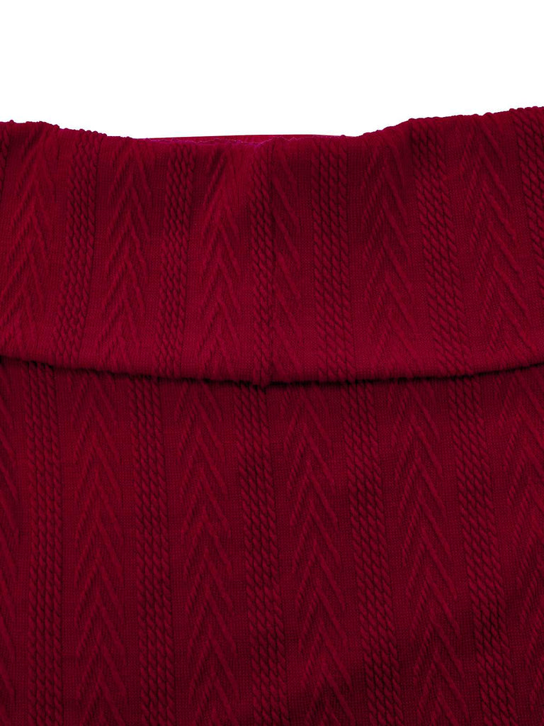 [Prévente] Pull tricoté rouge à épaules dénudées années 1950