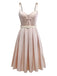 [Pré-vente] Robe plissée à la taille champagne en satin nacré années 1950