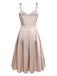 [Pré-vente] Robe plissée à la taille champagne en satin nacré années 1950