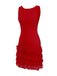 [Pré-vente] Robe de soirée rouge à volants col bateau en dentelle pailletée des années 1930