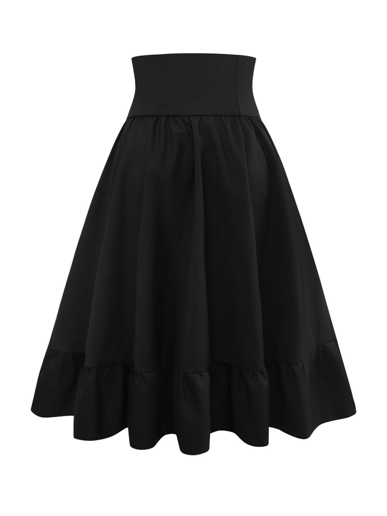 [Prévente] Jupe unie noire à décor de nœud années 1950