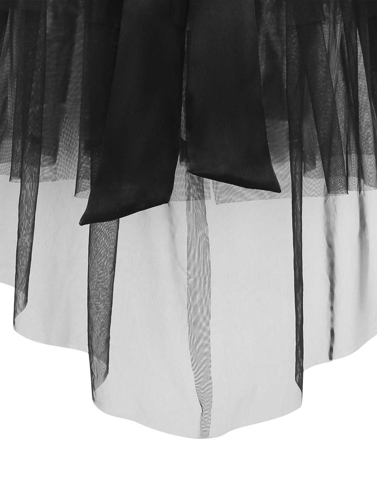 [Prévente] 2PCS robe dos nu à paillettes noires et jupe en maille des années 60