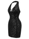 [Pré-vente] Robe crayon noire dos nu à paillettes et nœud des années 1960