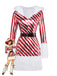 Robe à capuche et jambières rouges à rayures style canne à sucre des années 1960