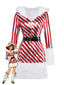 Robe à capuche et jambières rouges à rayures style canne à sucre des années 1960