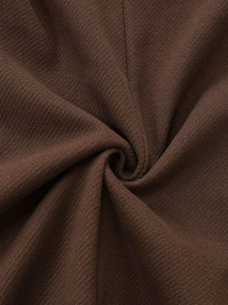 Veste marron patchwork de dentelle à manches longues nnées 1950