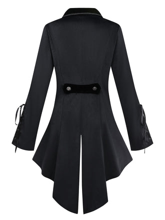 Veste noire brodée de fleurs de style victorien des années 1950