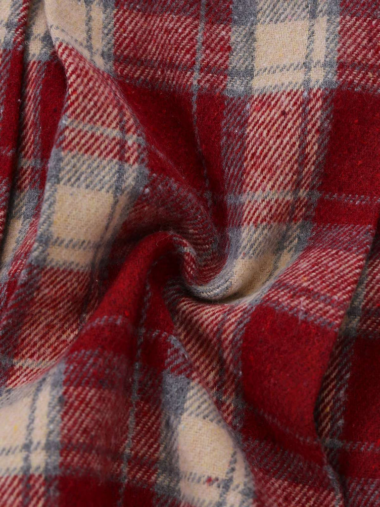 [Prévente] Jupe plissée rouge à carreaux en fausse laine années 60