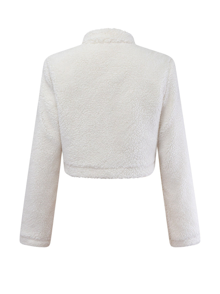 [Prévente] 2PCS Veste fausse laine et jupe plissée blanche et rouge années 1960