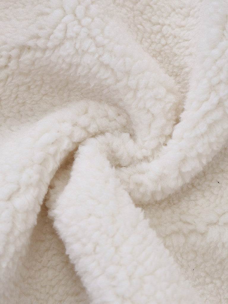 [Prévente] Veste blanche à col montant en fausse laine années 60