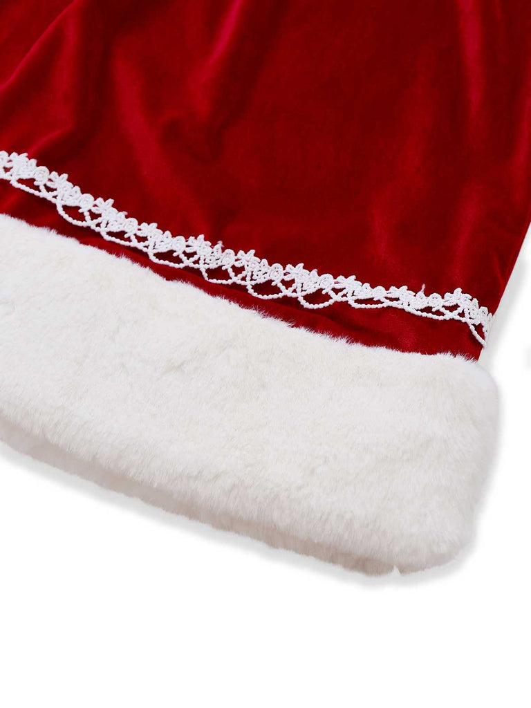 [Pré-vente] Robe de Noël en velours pelucheux et ceinture années 1950