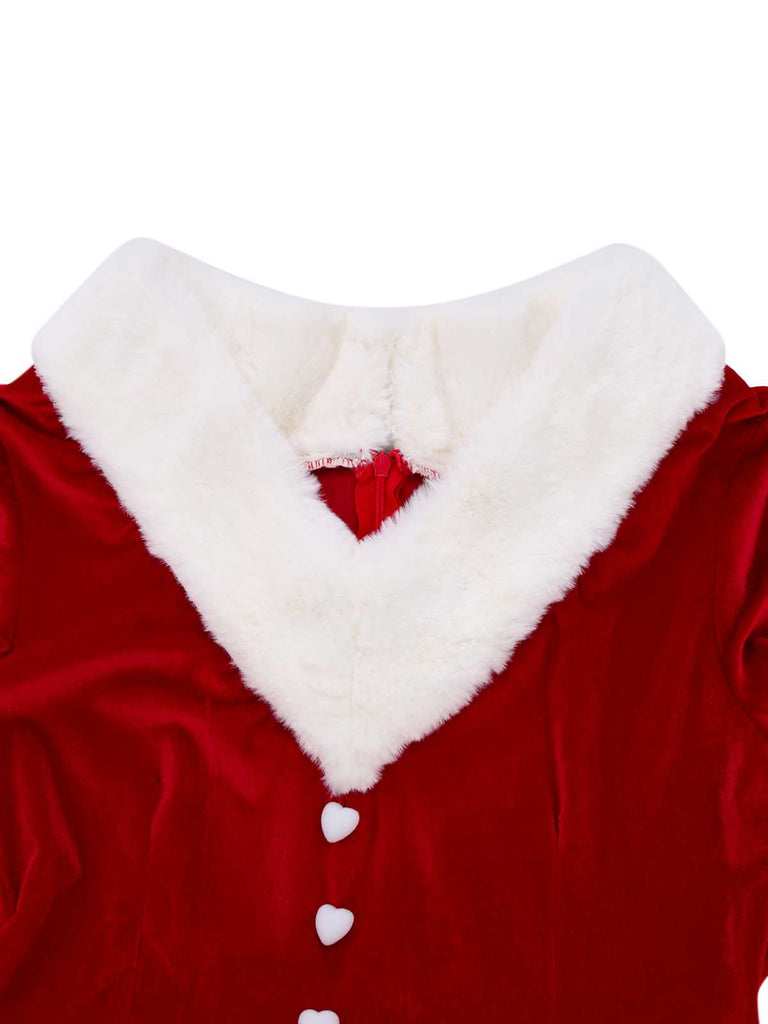 [Pré-vente] Robe de Noël en velours pelucheux et ceinture années 1950