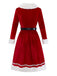 [Pré-vente] Robe de Noël en velours pelucheux et ceinture années 1950