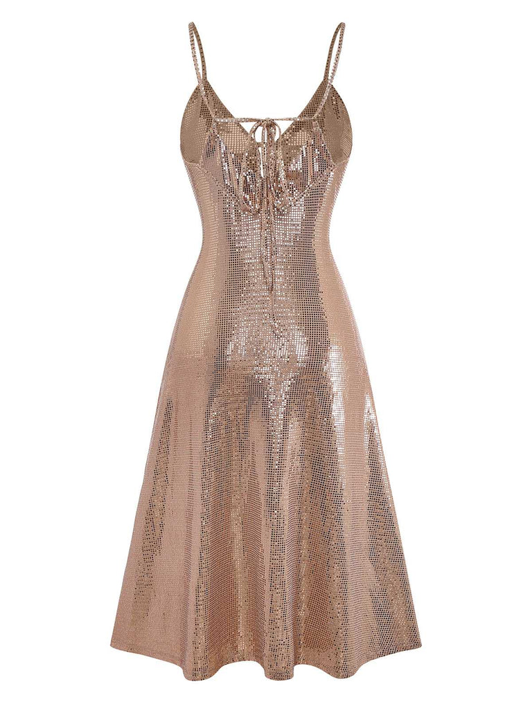 [Prévente] 2PCS robe à paillettes et châle en fausse fourrure marron années 1920