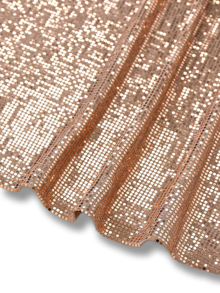 [Prévente] Robe marron à paillettes dos creux à bretelles années 1920