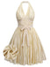 [Pré-vente] [Grande taille] Robe plissée dos nu à nœud et nœud doré champagne des années 50