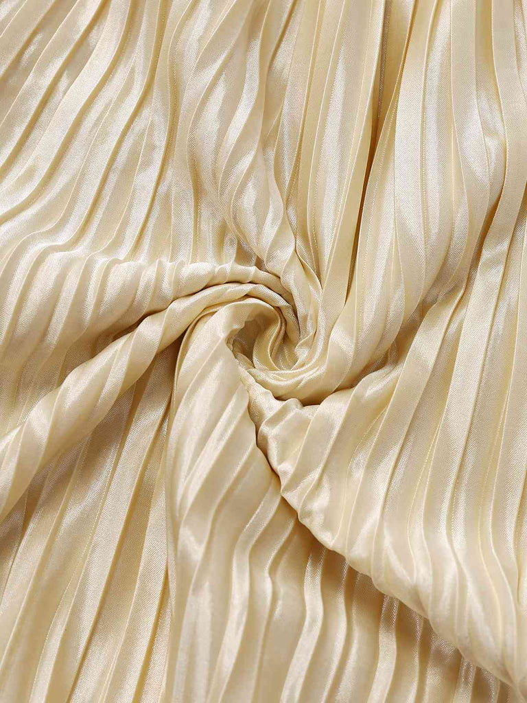 [Pré-vente] [Grande taille] Robe plissée dos nu à nœud et nœud doré champagne des années 50