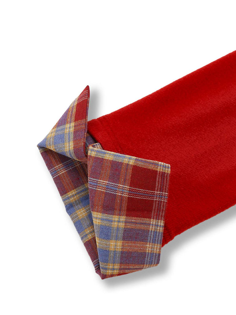 [Prévente] Cardigan tricoté à carreaux tartan rouge avec nœud papillon années 1970