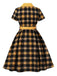 Robe à carreaux vichy avec ceinture et revers boutonnés des années 1950
