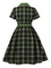 Robe à carreaux vichy avec ceinture et revers boutonnés des années 1950