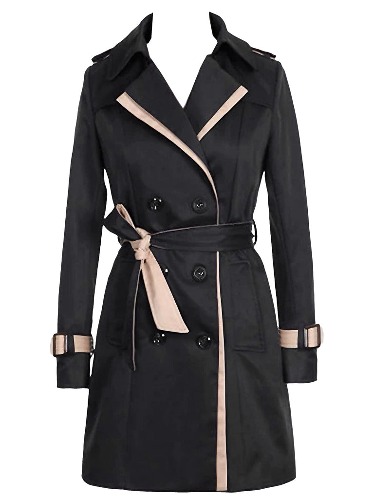 Trench-coat croisé à blocs de couleurs des années 1970