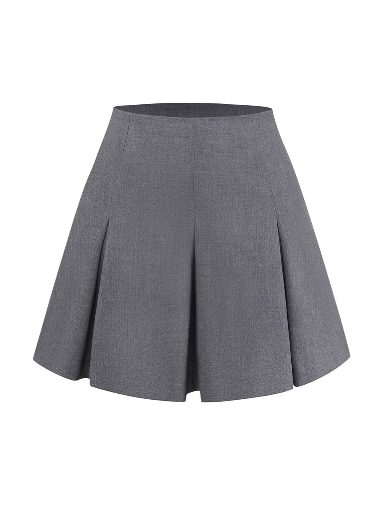 [Prévente] 2PCS hauts torsadés en maille et jupe plissée rouge et gris des années 60