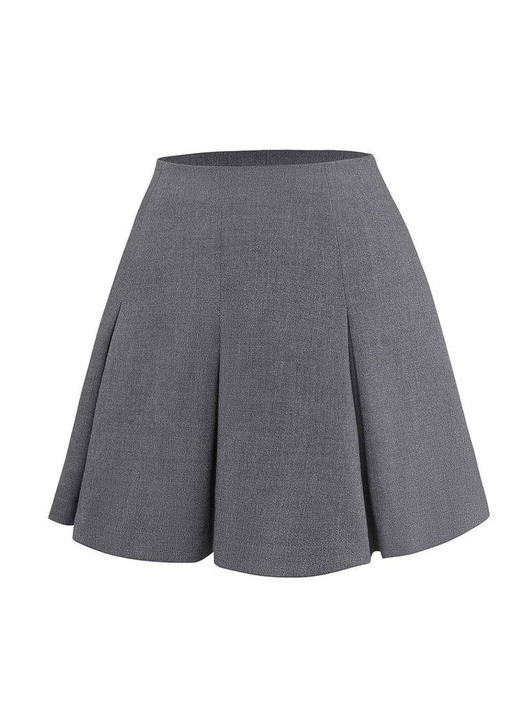 [Prévente] 2PCS hauts torsadés en maille et jupe plissée rouge et gris des années 60