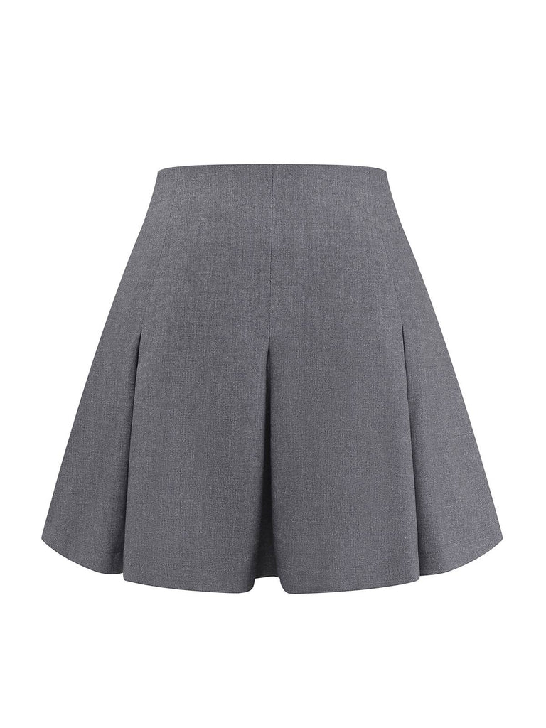 [Prévente] 2PCS hauts torsadés en maille et jupe plissée rouge et gris des années 60