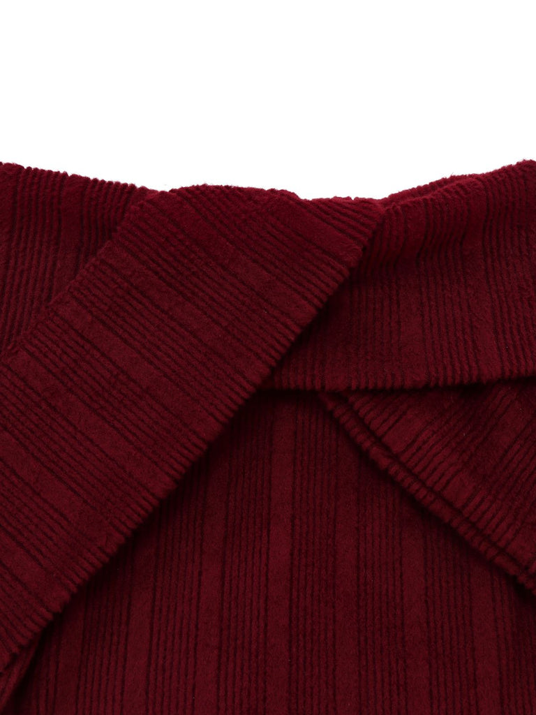 [Prévente] 2PCS hauts torsadés en maille et jupe plissée rouge et gris des années 60