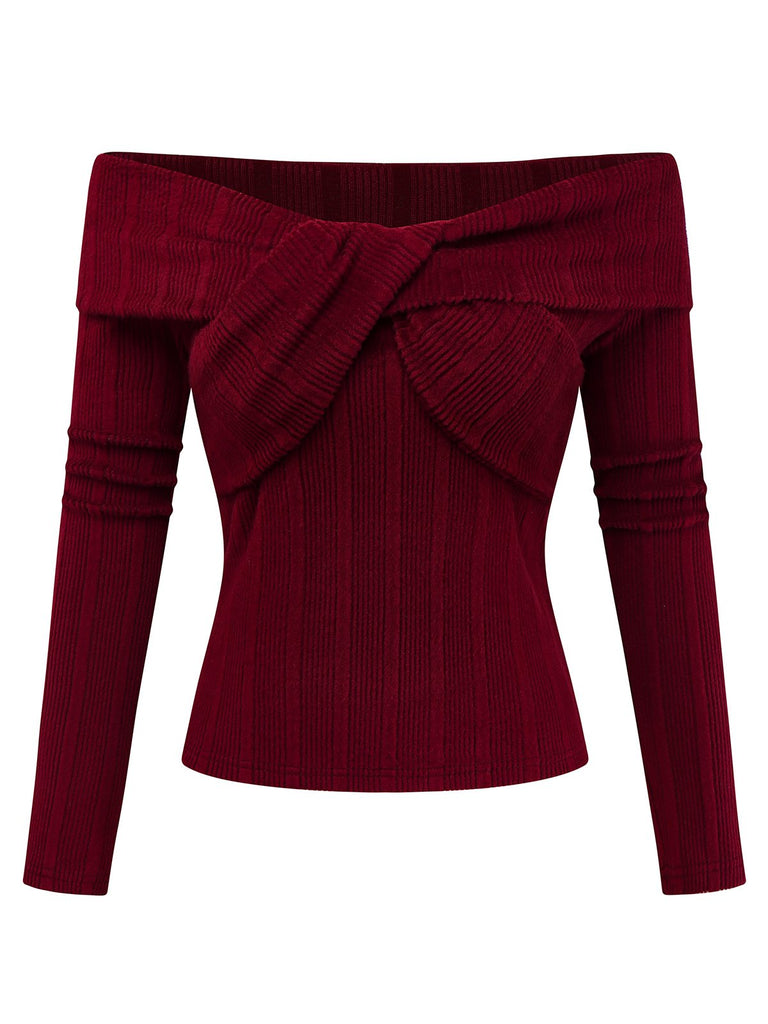 [Prévente] 2PCS hauts torsadés en maille et jupe plissée rouge et gris des années 60
