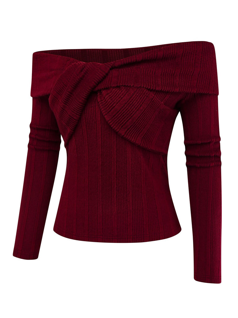 [Prévente] 2PCS hauts torsadés en maille et jupe plissée rouge et gris des années 60