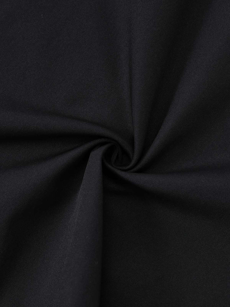 [Pré-vente] Robe noire à cape en peluche épaisse boutonnée des années 1950