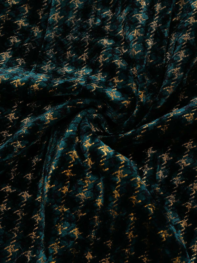 [Pré-vente] Robe verte en velours à pied-de-poule et paillettes années 1960