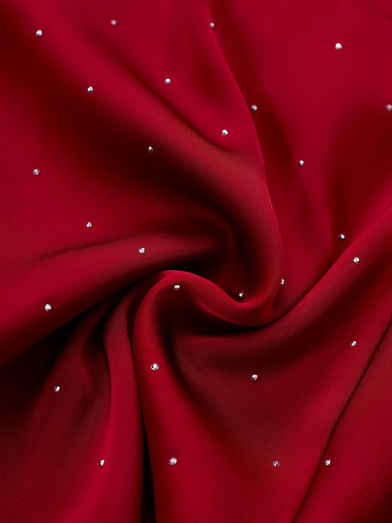 [Prévente] Robe noire en satin et strass épaules dénudées années 1960