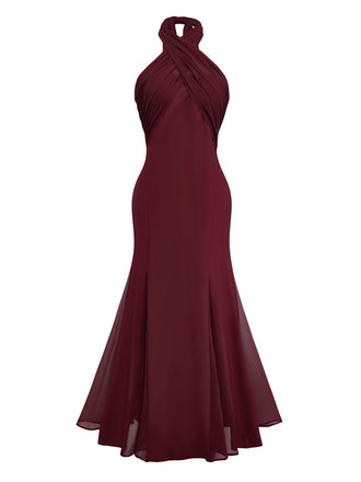 Robe convertible à col licou croisée en mousseline de soie années 1930