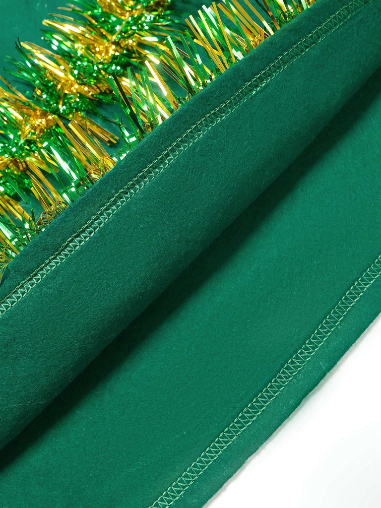 Cape à capuche embellie 3D avec sapin de Noël vert des années 1950