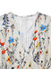 Combinaison beige à fleurs à manches courtes et col en V années 1950