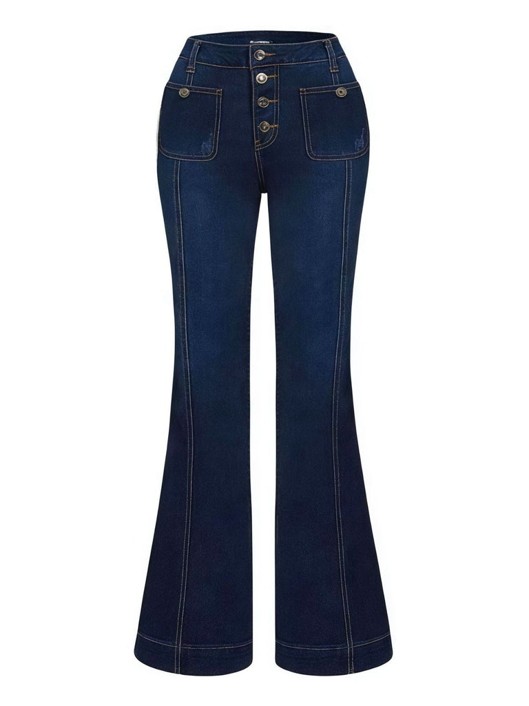 Jean évasé en denim à poches longues des années 1950